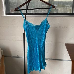 Vintage Sheer Blue Lingerie Slip - Size M